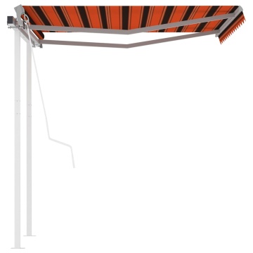 Copertină retractabilă automat cu stâlpi portocaliu/maro 3x2,5m - Img 2