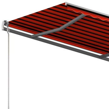 Copertină retractabilă automat stâlpi portocaliu&maro 3,5x2,5 m - Img 6