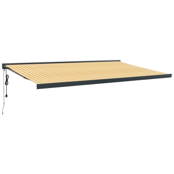 Copertină retractabilă, galben/alb, 5x3 m, textil/aluminiu - Img 2