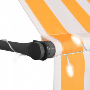 Copertină retractabilă manual cu LED, alb & portocaliu, 300 cm - Img 4