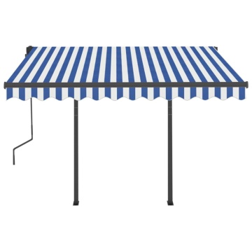 Copertină retractabilă manual cu LED, albastru & alb 3,5x2,5 m - Img 8