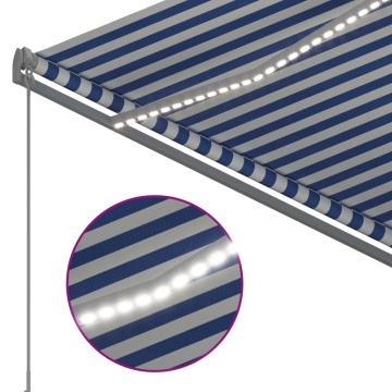 Copertină retractabilă manual cu LED albastru și alb 300x250 cm - Img 7