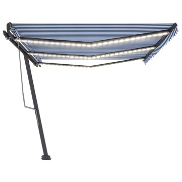 Copertină retractabilă manual cu LED albastru și alb 600x300 cm - Img 4