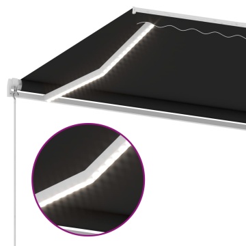Copertină retractabilă manual cu LED, antracit, 300x250 cm - Img 5