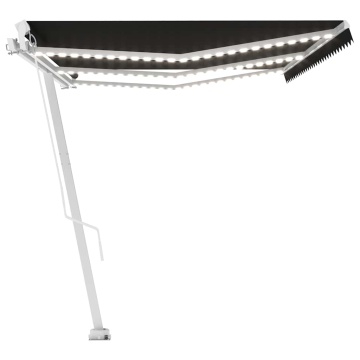 Copertină retractabilă manual cu LED, antracit, 600x300 cm - Img 5