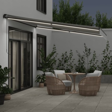 Copertină retractabilă manual cu LED, antracit/alb, 400x350 cm - Img 3
