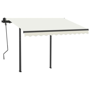 Copertină retractabilă manual cu LED, crem, 3,5x2,5 m - Img 3