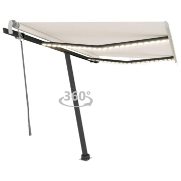 Copertină retractabilă manual cu LED, crem, 300x250 cm - Img 1