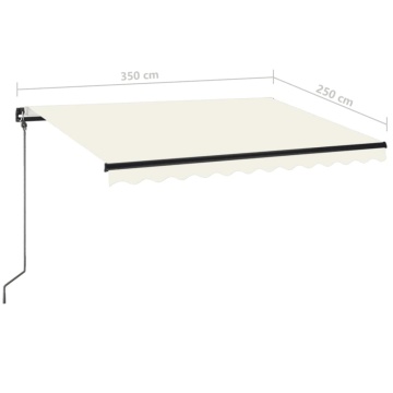 Copertină retractabilă manual cu LED, crem, 350x250 cm - Img 5