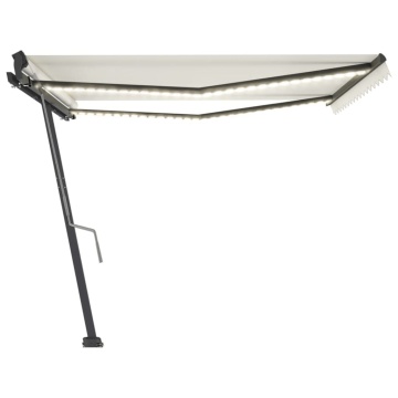 Copertină retractabilă manual cu LED, crem, 400x300 cm - Img 2