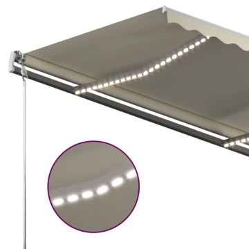 Copertină retractabilă manual cu LED, crem, 400x300 cm - Img 5