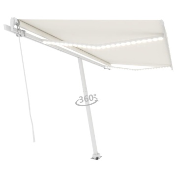 Copertină retractabilă manual cu LED, crem, 400x300 cm - Img 3