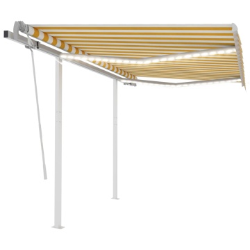 Copertină retractabilă manual cu LED, galben & alb, 3x2,5 m - Img 1