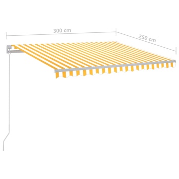 Copertină retractabilă manual cu LED, galben și alb, 300x250 cm - Img 6