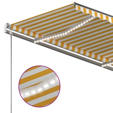 Copertină retractabilă manual cu LED, galben și alb, 350x250 cm - Img 6