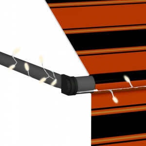 Copertină retractabilă manual cu LED, portocaliu & maro, 150 cm - Img 5