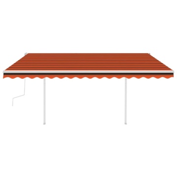 Copertină retractabilă manual cu LED, portocaliu și maro, 4x3 m - Img 3