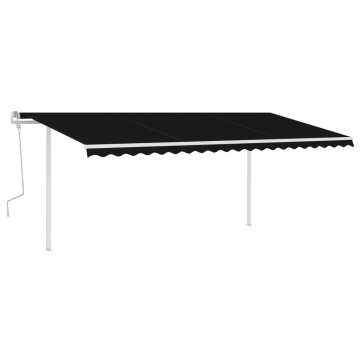 Copertină retractabilă manual, cu stâlpi, antracit, 5x3 m - Img 2
