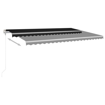 Copertină retractabilă manual, cu stâlpi, antracit, 5x3 m - Img 8