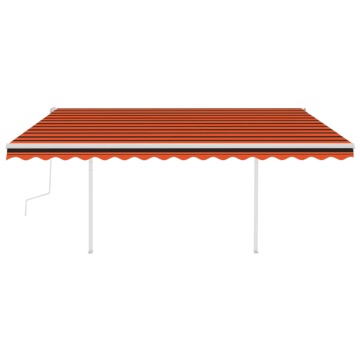 Copertină retractabilă manual cu stâlpi, portocaliu&maro, 4x3 m - Img 3