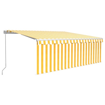Copertină retractabilă manual cu stor&LED, galben&alb, 4x3 m - Img 2