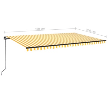 Copertină retractabilă manual, galben și alb, 500x300 cm - Img 6