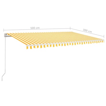 Copertină retractabilă manual, galben și alb, 500x300 cm - Img 6