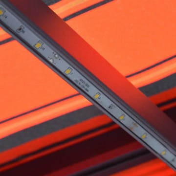 Copertină retractabilă manual LED portocaliu/maro, 450 x 300 cm - Img 6