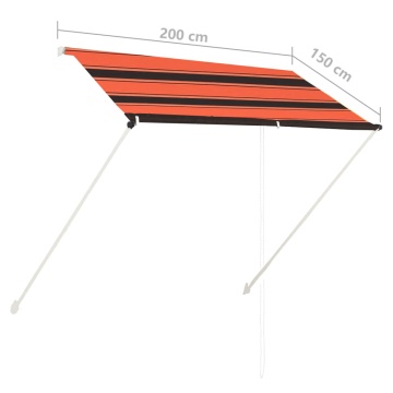 Copertină retractabilă, portocaliu și maro, 200 x 150 cm - Img 7