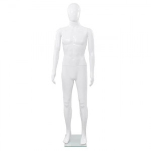 Corp manechin masculin, cu suport din sticlă, alb lucios 185 cm - Img 3