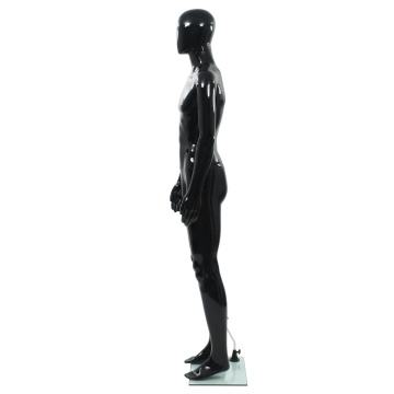 Corp manechin masculin, suport din sticlă, negru lucios, 185 cm - Img 3