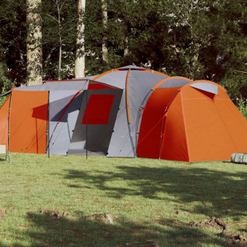 Cort camping 12 pers. gri/portocaliu 840x720x200 cm tafta 185T - Img 1