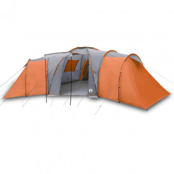 Cort camping 12 pers. gri/portocaliu 840x720x200 cm tafta 185T - Img 2