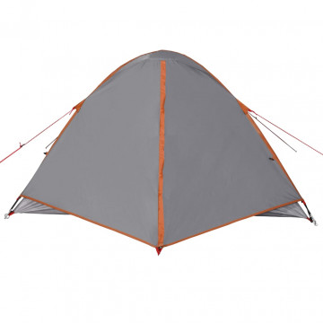Cort camping 3 persoane gri/portocaliu 240x217x120cm tafta 190T - Img 6