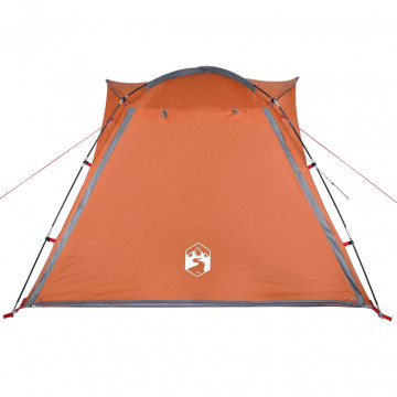 Cort camping 4 persoane gri/portocaliu 240x221x160cm tafta 185T - Img 6