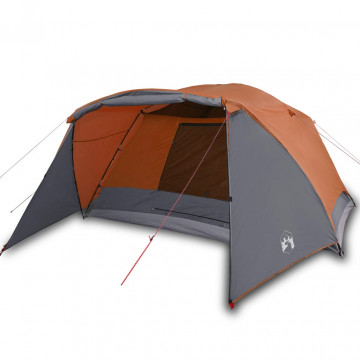 Cort camping 6 persoane gri/portocaliu 412x370x190cm tafta 190T - Img 2