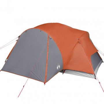 Cort camping 8 persoane gri/portocaliu 360x430x195cm tafta 190T - Img 5