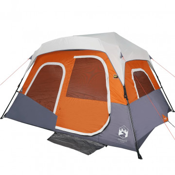 Cort camping cu LED pentru 6 persoane, gri deschis/portocaliu - Img 5