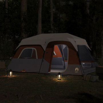Cort camping cu LED pentru 9 persoane, gri deschis/portocaliu - Img 3