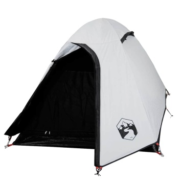 Cort camping cupolă 2 persoane alb, țesătură opacă, impermeabil - Img 4
