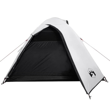 Cort camping cupolă 2 persoane alb, țesătură opacă, impermeabil - Img 8