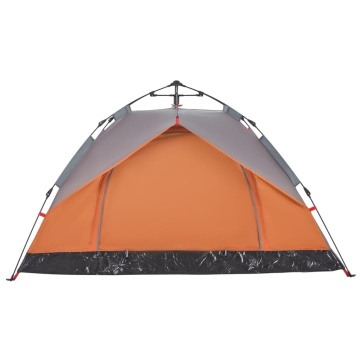 Cort camping cupolă 3 persoane, gri/portocaliu, setare rapidă - Img 7