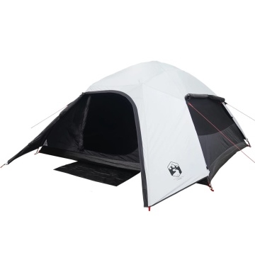 Cort camping cupolă 4 persoane alb, țesătură opacă, impermeabil - Img 4