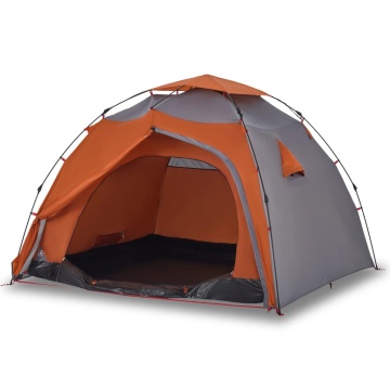 Cort camping cupolă 4 persoane, gri/portocaliu, setare rapidă - Img 2