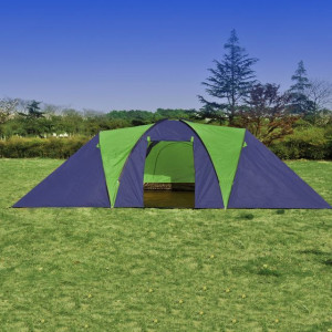 Cort camping din material textil, 9 persoane, albastru și verde - Img 3