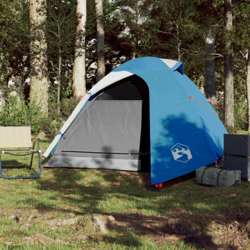 Cort de camping 2 persoane albastru, 264x210x125 cm, tafta 185T - Img 3