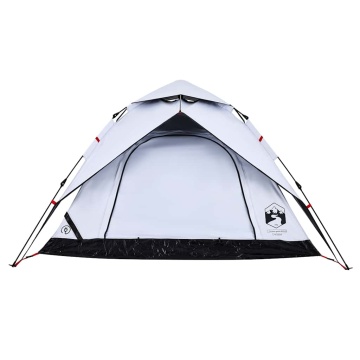 Cort de camping 4 persoane, alb opac, setare rapidă, țesătură - Img 5