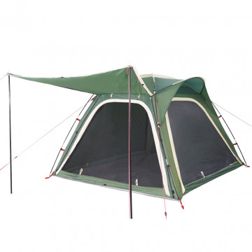 Cort de camping 4 persoane, verde, 240x221x160 cm, tafta 185T - Img 4
