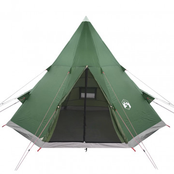 Cort de camping 4 persoane, verde, 367x367x259 cm, tafta 185T - Img 6
