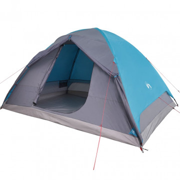 Cort de camping 6 persoane albastru, 348x340x190 cm, tafta 190T - Img 4